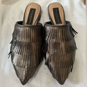 Donna Karan New York Metallic Fringe Mules